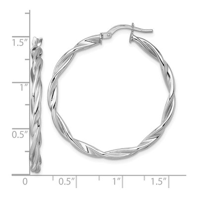 14K White Gold 37mm Twisted Tube Hoop Earrings – view 4