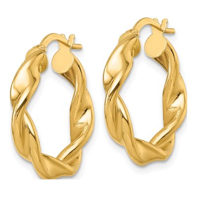 14K Yellow Gold 23mm Twisted Tube Hoop Earrings – view 3