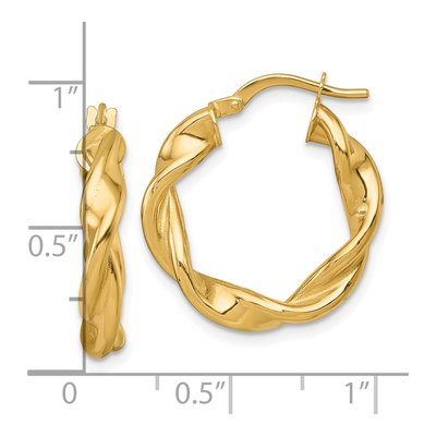 14K Yellow Gold 23mm Twisted Tube Hoop Earrings – view 4