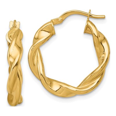 14K Yellow Gold 23mm Twisted Tube Hoop Earrings