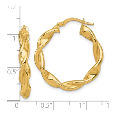 14K Yellow Gold 28mm Twisted Tube Hoop Earrings – view 4