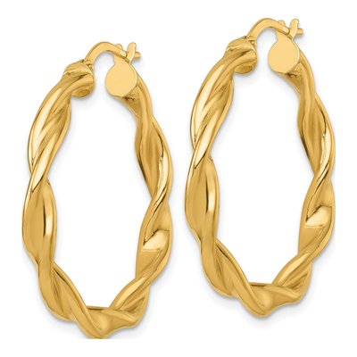 14K Yellow Gold 32mm Twisted Tube Hoop Earrings – view 3