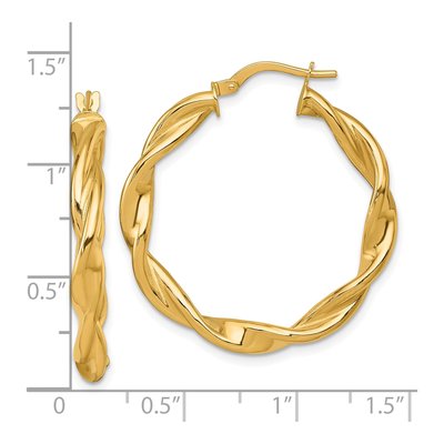 14K Yellow Gold 32mm Twisted Tube Hoop Earrings – view 4