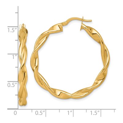14K Yellow Gold 38mm Twisted Tube Hoop Earrings – view 4