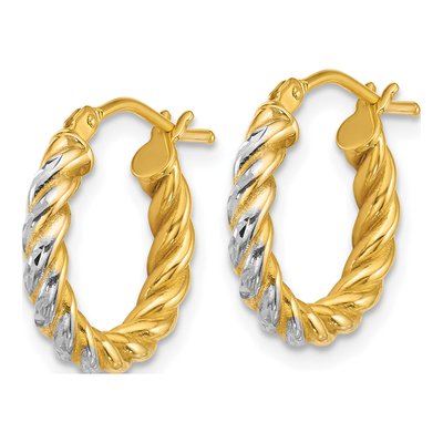 14K Yellow Gold 15mm Diamond-Cut Twisted Tube Hoop Earrings – view 2