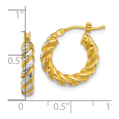 14K Yellow Gold 17mm Diamond-Cut Twisted Tube Hoop Earrings – view 3