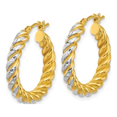 14K Yellow Gold 22mm Twisted Tube Hoop Earrings – view 2