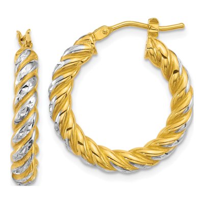 14K Yellow Gold 22mm Twisted Tube Hoop Earrings