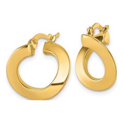 14K Yellow Gold 17mm Twisted Tube Hoop Earrings – view 3