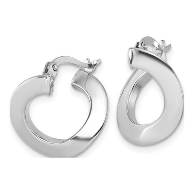 14K White Gold 17mm Twisted Tube Hoop Earrings – view 3