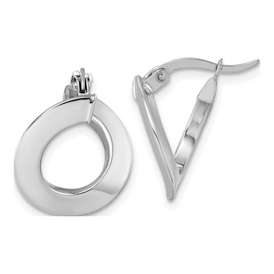 14K White Gold 17mm Twisted Tube Hoop Earrings