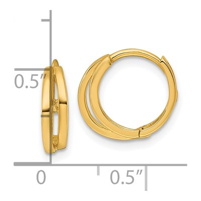 14K Yellow Gold 13mm Fancy Double Huggie Hoop Earrings – view 4
