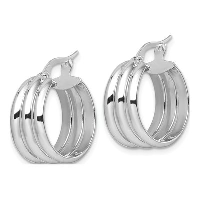 14K Yellow Gold 18mm Triple Row Round Hoop Earrings – view 3