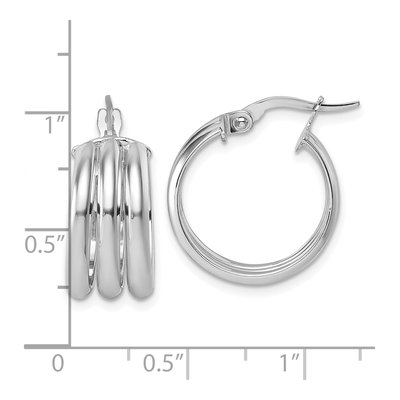 14K Yellow Gold 18mm Triple Row Round Hoop Earrings – view 4