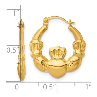 14K Yellow Gold Claddagh Hoop Earrings – view 4
