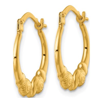 14K Yellow Gold Ram's Head Hollow Hoop Earrings – view 3