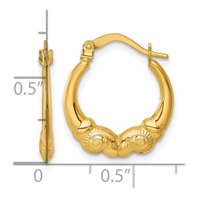 14K Yellow Gold Ram's Head Hollow Hoop Earrings – view 4