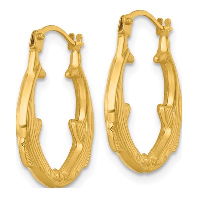 14K Yellow Gold Whale Hoop Earrings – view 3