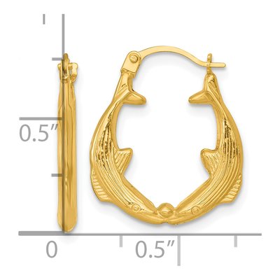 14K Yellow Gold Whale Hoop Earrings – view 4