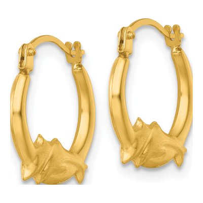 14K Yellow Gold Dolphin Hoop Earrings – view 3