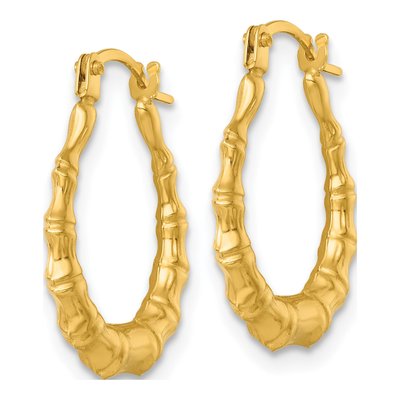 14K Yellow Gold 17mm Bamboo Hoop Earrings – view 3