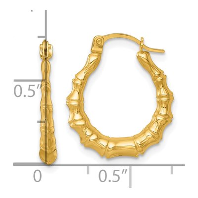 14K Yellow Gold 17mm Bamboo Hoop Earrings – view 4