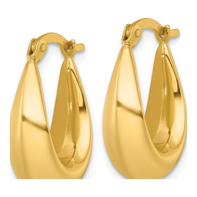 14K Yellow Gold Tapered Hollow Hoop Earrings – view 3