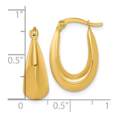 14K Yellow Gold Tapered Hollow Hoop Earrings – view 4