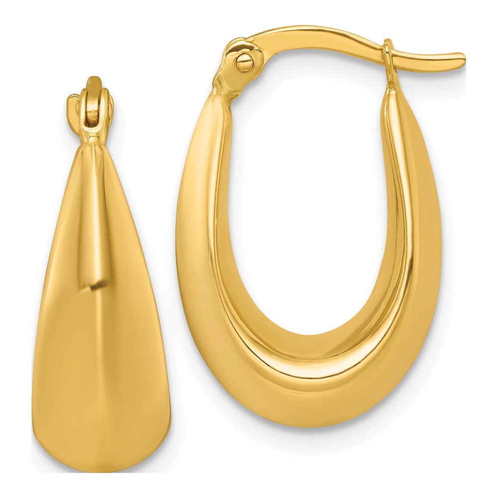14K Polished Tapered Hollow Hoop Earrings