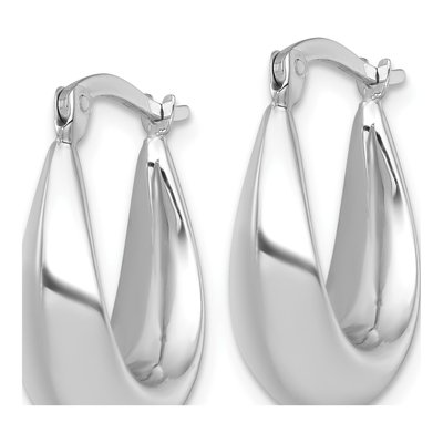14K White Gold Tapered Hollow Hoop Earrings – view 3