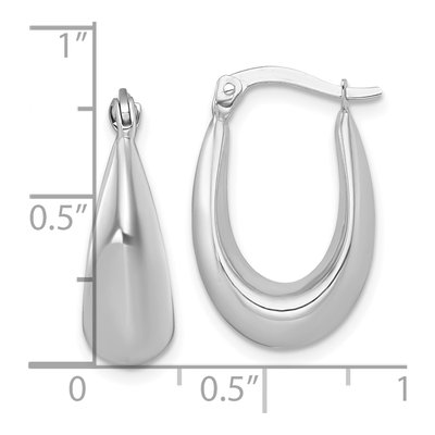 14K White Gold Tapered Hollow Hoop Earrings – view 4