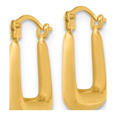 14K Yellow Gold 15mm Square Hollow Hoop Earrings – view 3
