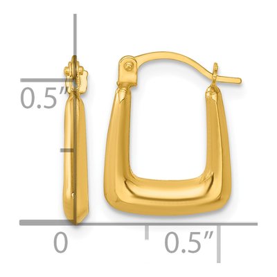 14K Yellow Gold 15mm Square Hollow Hoop Earrings – view 4