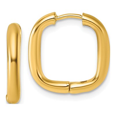 14K Yellow Gold 26mm Square Tube Huggie Hoop Earrings