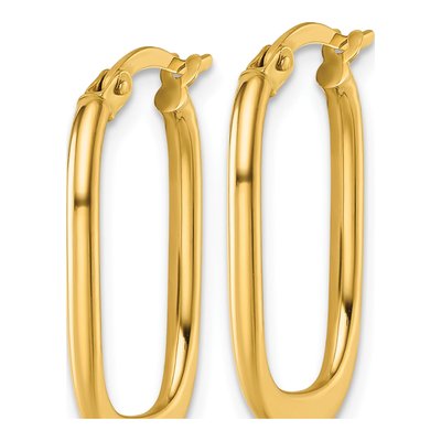 14K Yellow Gold Oval Tapered Tube Hoop Earrings – view 3