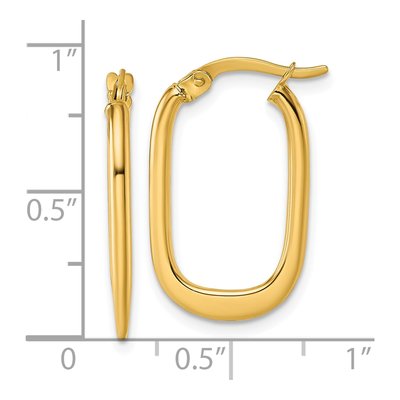 14K Yellow Gold Oval Tapered Tube Hoop Earrings – view 4