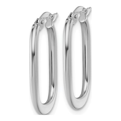 14K White Gold Oval Hoop Earrings – view 3