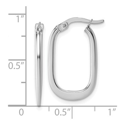 14K White Gold Oval Hoop Earrings – view 4