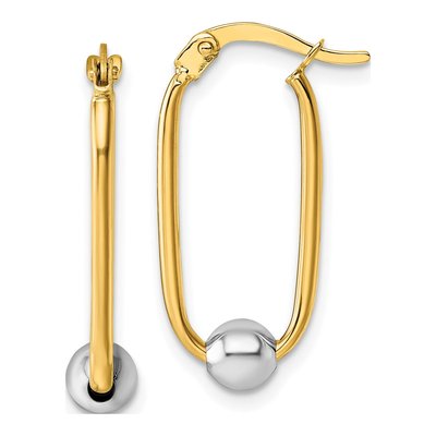14K Two-Tone Gold 25mm Oval Hoop Earrings