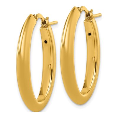 14K Yellow Gold 30mm Puffed Oval Hoop Earrings – view 3