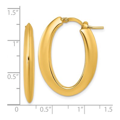 14K Yellow Gold 30mm Puffed Oval Hoop Earrings – view 4