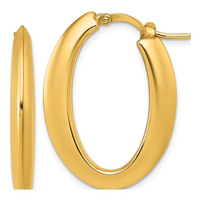 14K Yellow Gold 30mm Puffed Oval Hoop Earrings