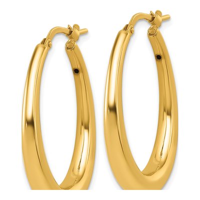 14K Yellow Gold 30mm Puffed Oval Hoop Earrings – view 3
