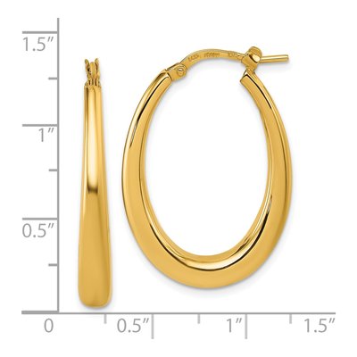 14K Yellow Gold 30mm Puffed Oval Hoop Earrings – view 4