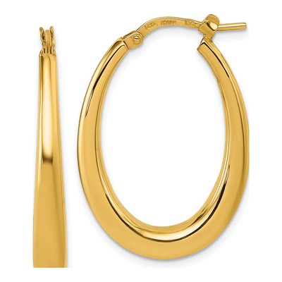 14K Yellow Gold 30mm Puffed Oval Hoop Earrings