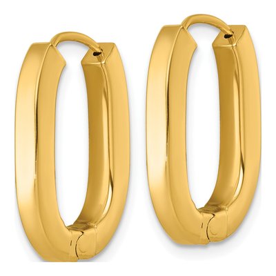 14K Yellow Gold Oval Tube Huggie Hoop Earrings – view 3