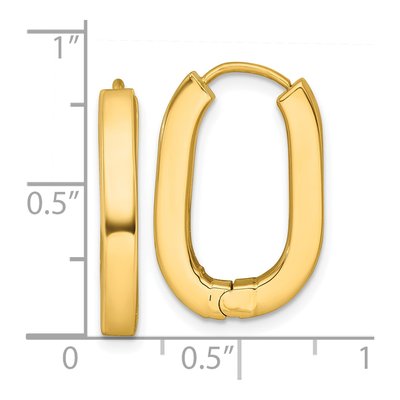 14K Yellow Gold Oval Tube Huggie Hoop Earrings – view 4