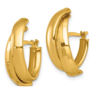 14K Yellow Gold 21mm Double J- Hoop Earrings – view 3
