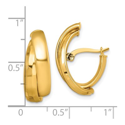 14K Yellow Gold 21mm Double J- Hoop Earrings – view 4