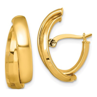 14K Yellow Gold 21mm Double J- Hoop Earrings
